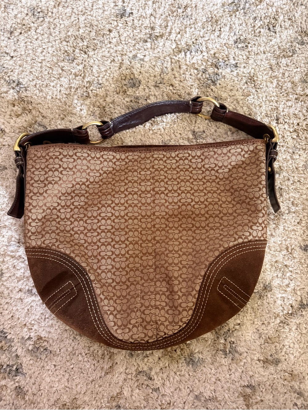 Coach Tan/Brown Signature Canvas Shoulder Bag - Picture 2 of 12